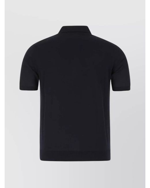 Prada Black Wool Short-Sleeve Knit Polo Shirt for men