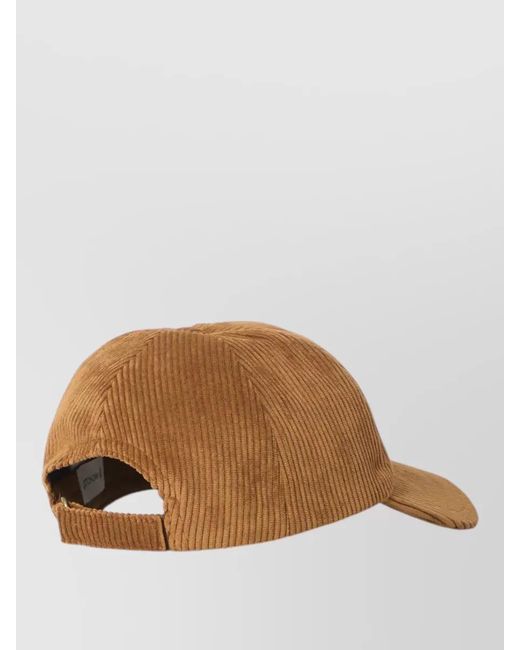 Moncler Brown Baseball Cap Structured Corduroy Texture Curved Brim