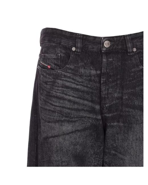 DIESEL Blue Denim Low-Rise Wide-Leg Jeans for men