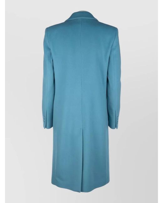 Lardini Blue Longline Coat Notch Lapel Back Vent