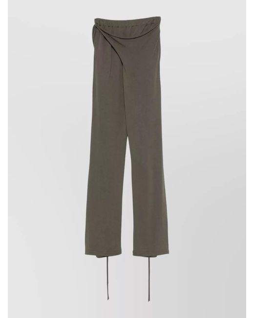 OTTOLINGER Gray Linen Blend Trousers Draped Wrap Design