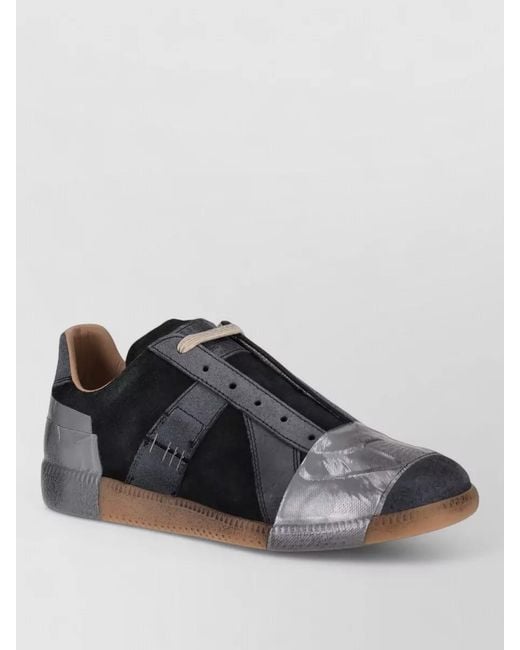 Maison Margiela Black Sneakers Contrast Stitching Panel Detailing Rubber Sole for men