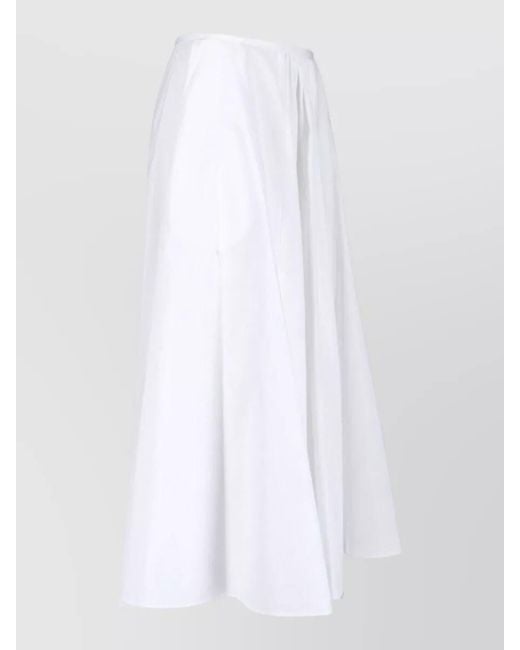 Aspesi White High Waist Midi Pleated Skirt Design
