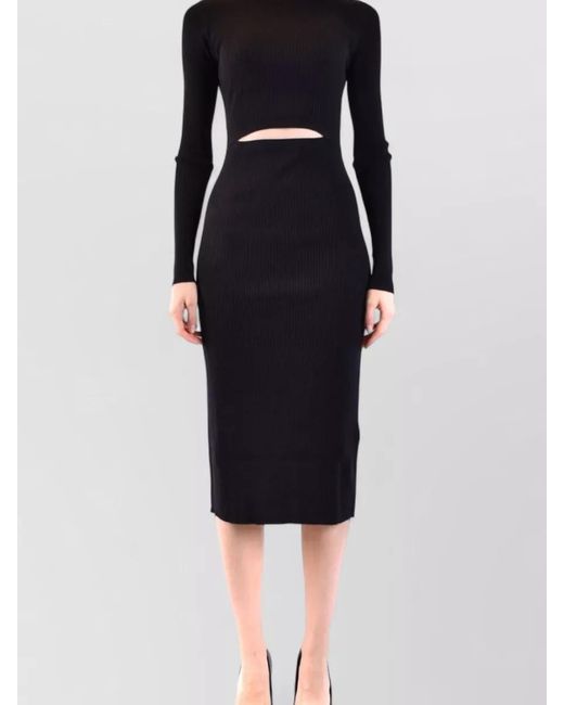 DIESEL Blue Crew Neck Cut Out Ribbed Midi Dress