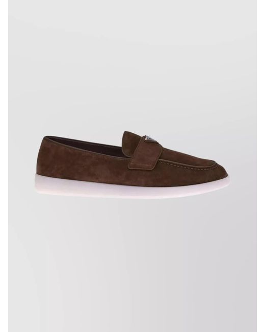 Prada Brown Suede Loafers for men