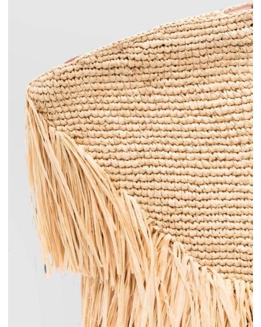 Zimmermann Natural Medium Raffia Tote Bag Layered Fringe