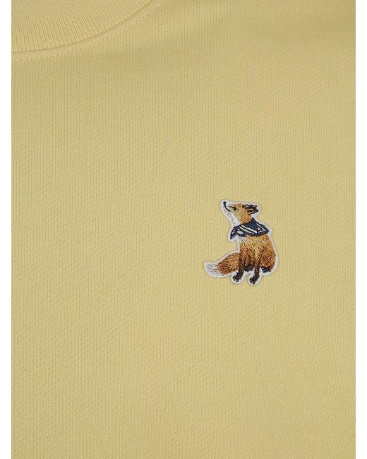 Maison Kitsuné Yellow Cotton Fleece Sweatshirt Crew Neck for men