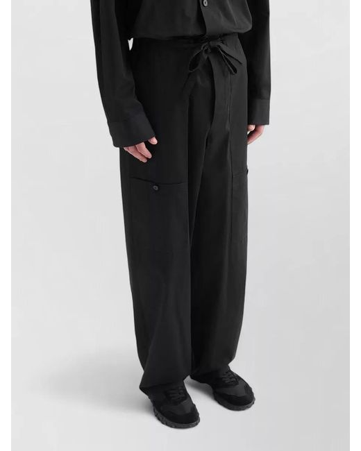 Jil Sander Black Cotton Cargo Wide-Leg Trousers for men