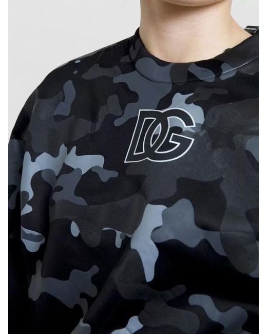 Dolce & Gabbana Black Camouflage Print Relaxed-Fit Sweatshirt