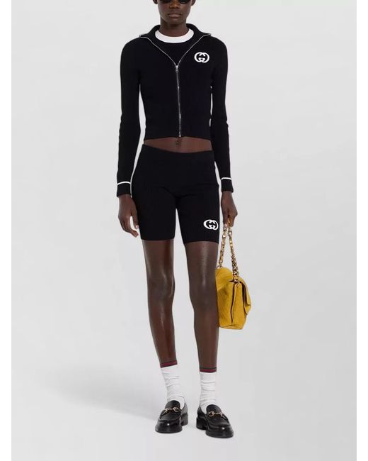 Gucci Black Ribbed Knee-Length Shorts