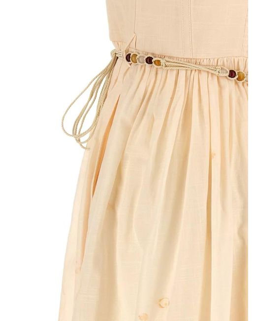 Zimmermann Natural Cotton Toile-Print Corset Midi Dress