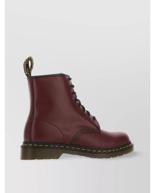 Dr. Martens Purple Leather Lace-Up Ankle Boots