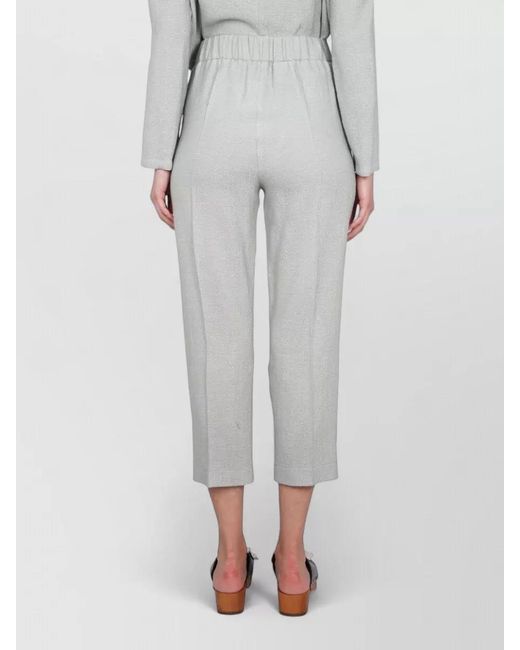 Alysi Gray High Waist Cropped Pants Elastic Waistband