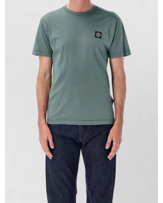 Stone Island Blue Cotton Slim-Fit Ribbed Crew-Neck T-Shirt for men