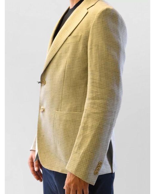 Fay Natural Single Breasted Jacket Notch Lapel Buttons for men