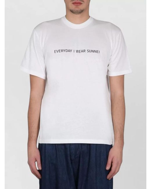 Sunnei Blue Crew Neck T Shirt Graphic Print for men