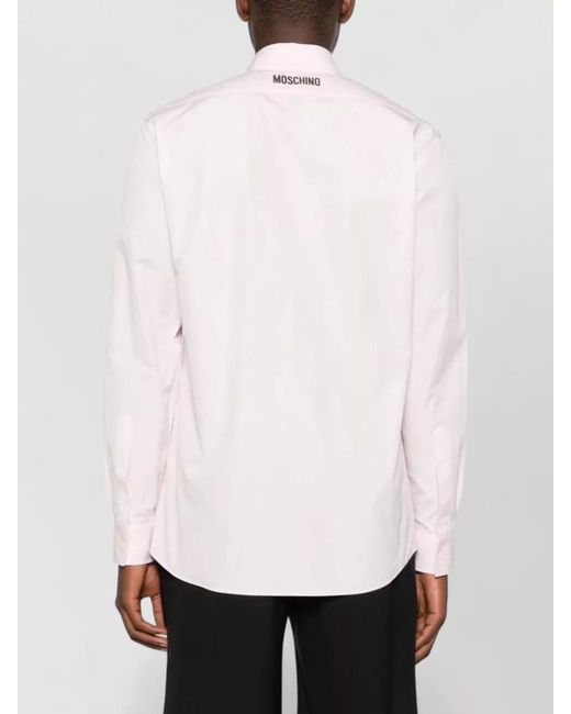 Moschino Pink Long Sleeve Shirt Button Down Collar for men