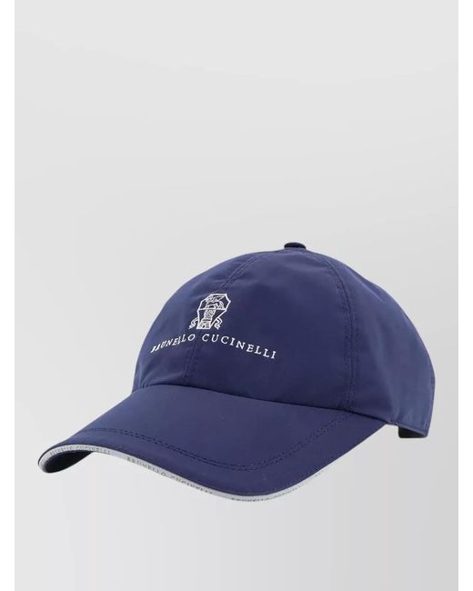 Brunello Cucinelli Blue Logo Baseball Cap Curved Brim for men