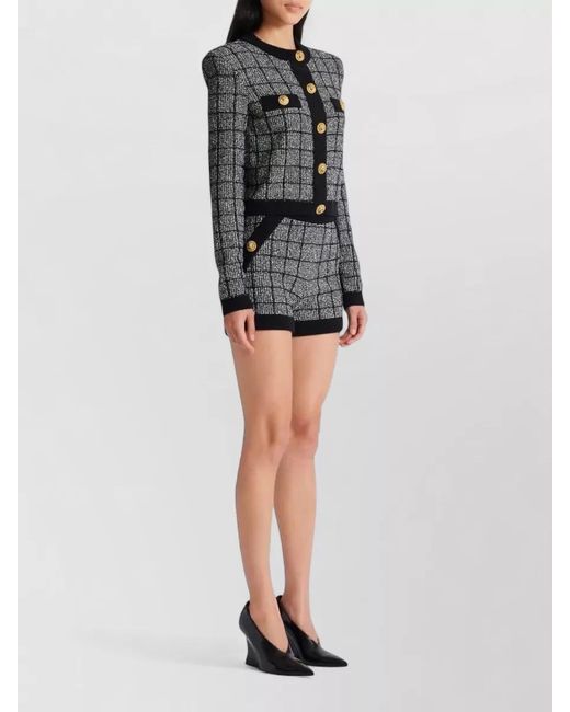 Balmain Gray Tweed Cardigan