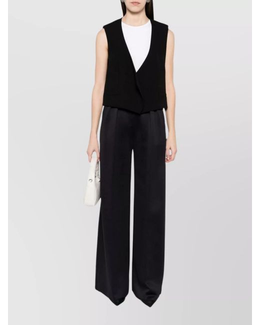 AMI Black Virgin Wool V-Neck Sleeveless Waistcoat