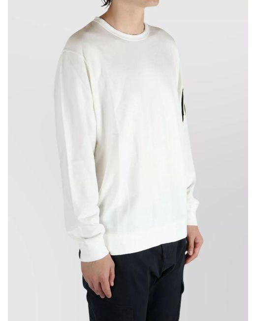 C P Company White Cotton Crewneck Sweatshirt for men