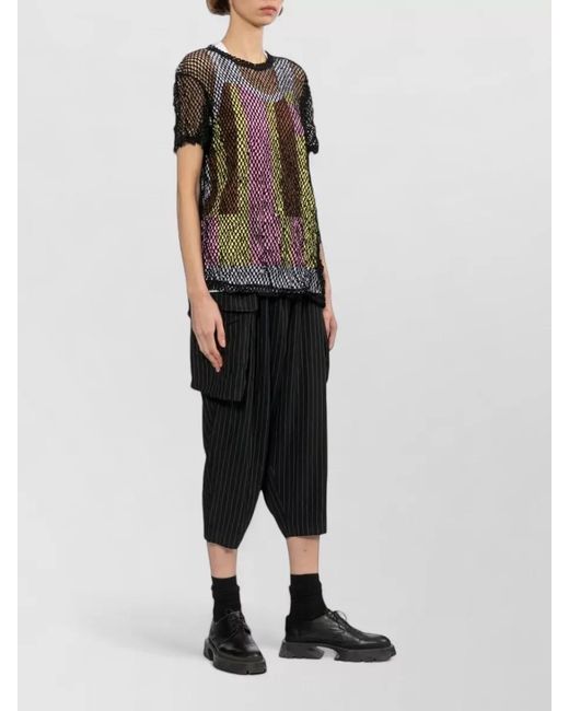 Comme des Garçons Black Layered Mesh Knit T Shirt Textured
