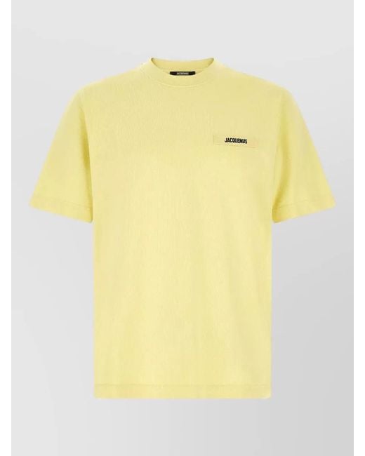 Jacquemus Yellow Gros Grain Crew Neck Short Sleeve T Shirt for men