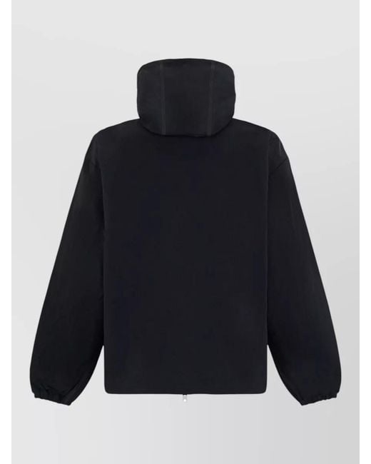 DIESEL Blue Hooded Windbreaker Jacket High Collar for men