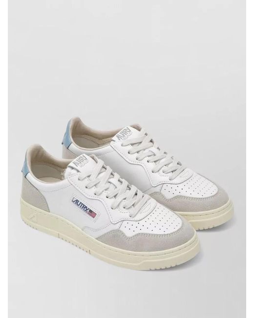 Autry White Sneakers Perforated Detailing Contrast Heel Tab Rubber Sole