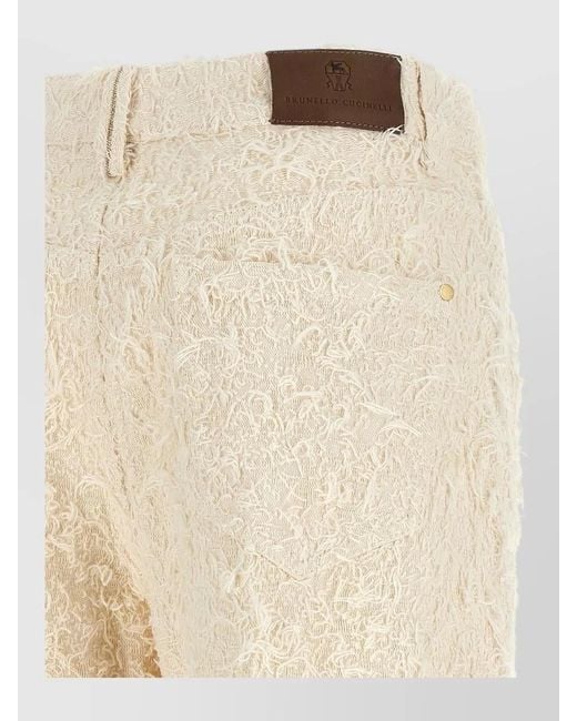 Brunello Cucinelli Natural Square Cut Cropped High Rise Denim Pants