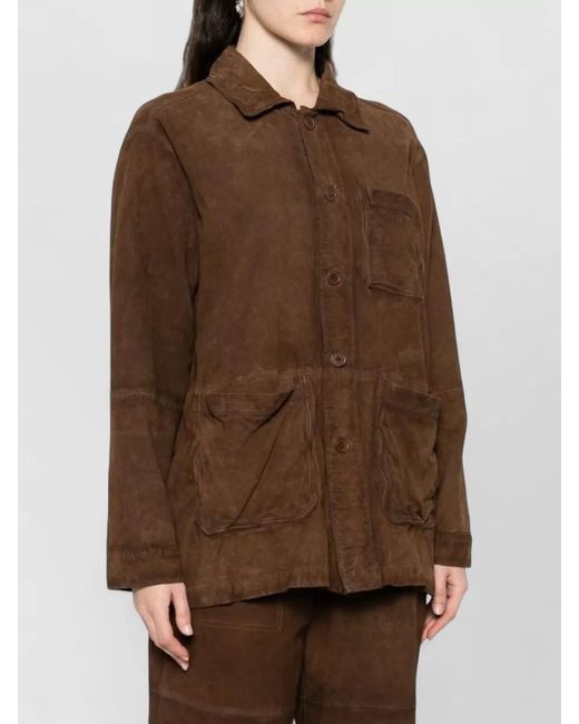 P.A.R.O.S.H. Brown Suede Fitted Jacket
