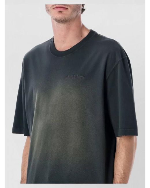 Golden Goose Deluxe Brand Blue Cotton Bleached Logo-Embroidered T-Shirt for men