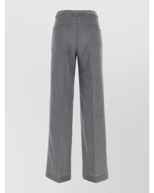 PT Torino Gray Lola Wool Tailored High Waist Wide Pants