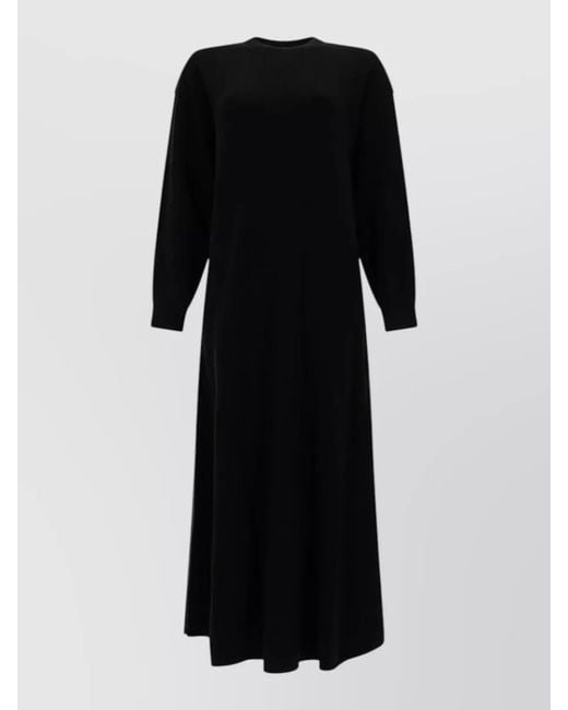 Loulou de Saison Black Long Sleeve Crew Neck Knitwear Dress
