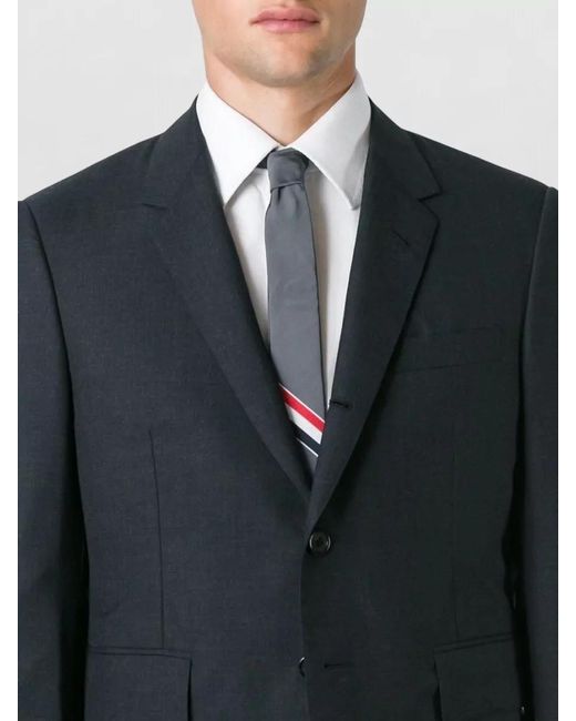 Thom Browne White Silk Cotton Tie Rwb Stripe Jacquard for men