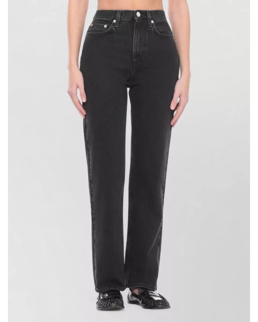 Loulou de Saison Gray High Waist Straight Leg Cotton Jeans
