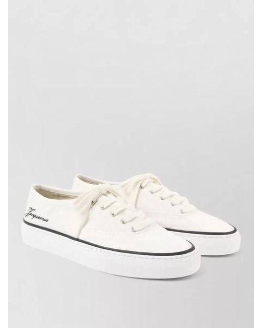 Jacquemus White Low Top Sneakers Round Toe Rubber Sole for men