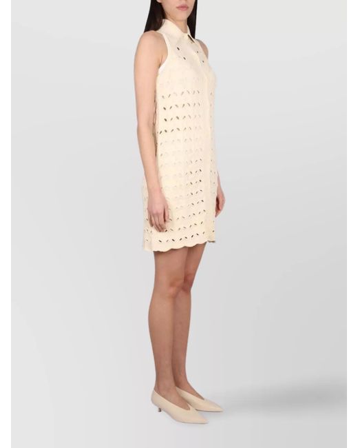 Max Mara Natural Perforated Mini Dress