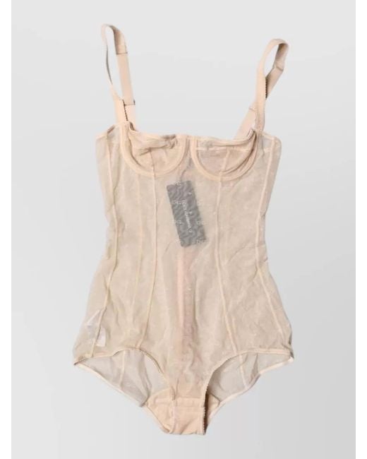 Dolce & Gabbana Natural Tulle Balconette Bra Bodysuit Underwear