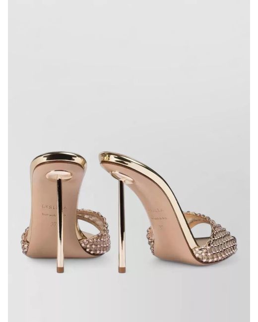 Le Silla Multicolor Crystal Mesh Open Toe Stiletto Mules