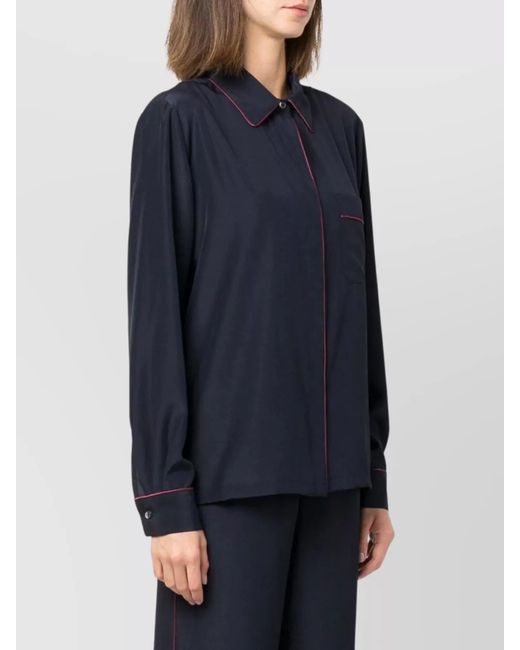 P.A.R.O.S.H. Blue Seam-Detail Button-Up Shirt