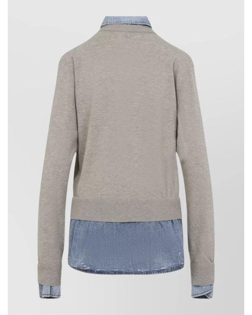 Acne Blue Wool Layered Long-Sleeve Sweater