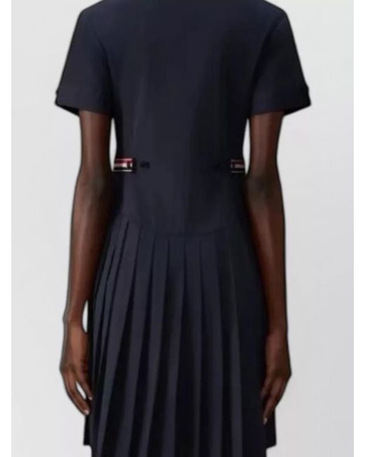 Thom Browne Blue Buttoned Pleated Midi Dress