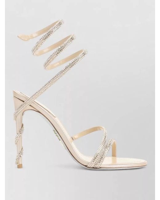 Rene Caovilla Natural Leather Crystal-Embellished Sandals