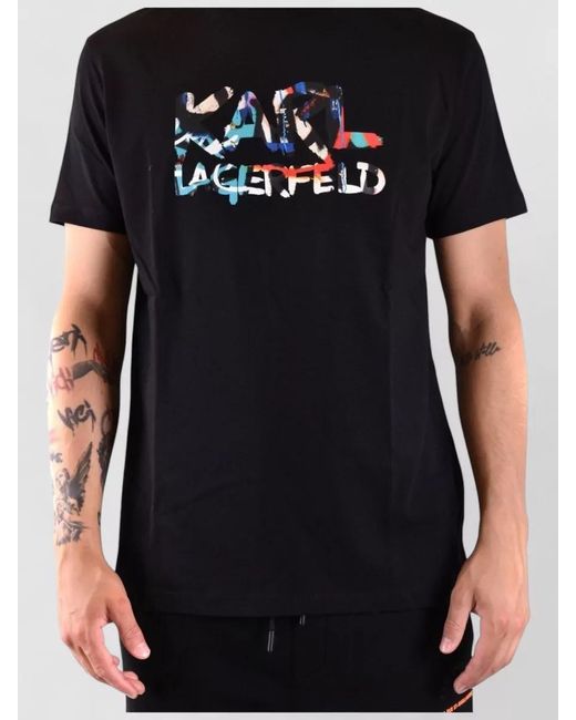 Karl Lagerfeld Black Crew Neck Graphic Print Short Sleeve T-Shirt for men