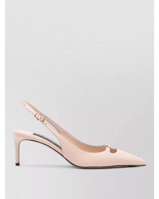 Dolce & Gabbana Natural Leather Slingback Pumps Mid Heel Pointed Toe