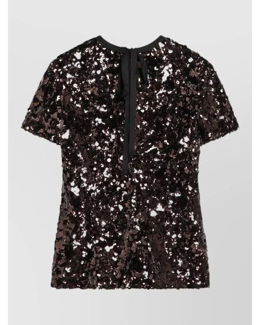 Prada Black Short Sleeve Top Back Tie Sequin