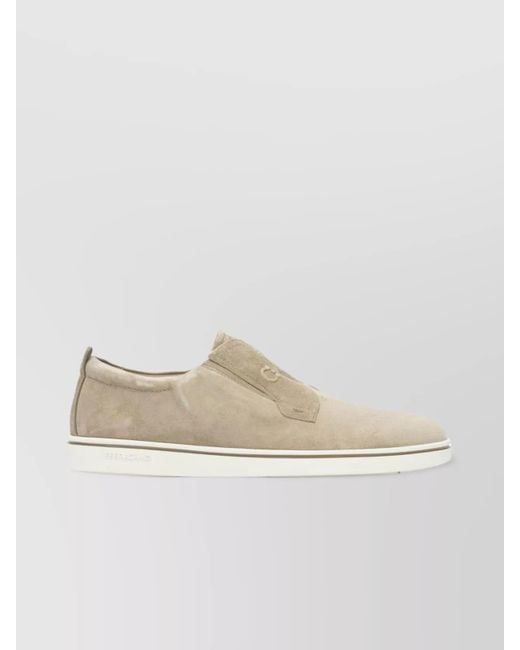 Ferragamo Natural Round Toe Suede Loafers Rubber Sole for men