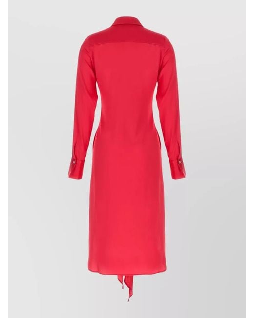 Le twins Red Cervia Dress Long Sleeves Tie Waist