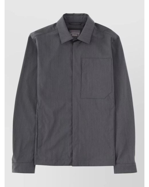 Herno Gray Collared Jacket Long Sleeves Front Pocket for men